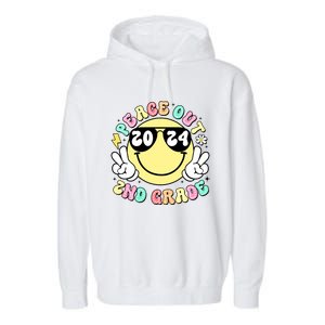 Peace Out 2nd Grade Retro Smile Last Day Of School 2024 Garment-Dyed Fleece Hoodie