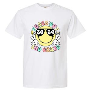 Peace Out 2nd Grade Retro Smile Last Day Of School 2024 Garment-Dyed Heavyweight T-Shirt