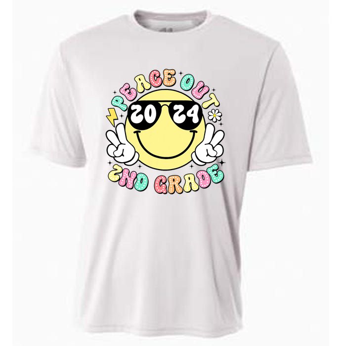 Peace Out 2nd Grade Retro Smile Last Day Of School 2024 Cooling Performance Crew T-Shirt