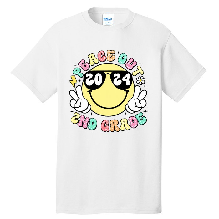 Peace Out 2nd Grade Retro Smile Last Day Of School 2024 Tall T-Shirt