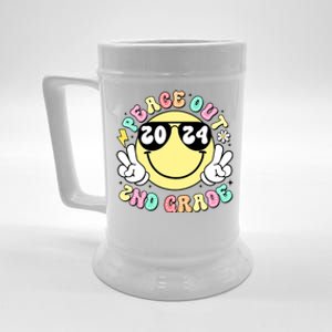 Peace Out 2nd Grade Retro Smile Last Day Of School 2024 Beer Stein