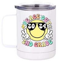 Peace Out 2nd Grade Retro Smile Last Day Of School 2024 12 oz Stainless Steel Tumbler Cup