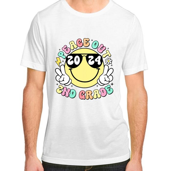 Peace Out 2nd Grade Retro Smile Last Day Of School 2024 Adult ChromaSoft Performance T-Shirt