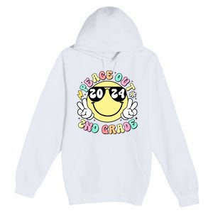 Peace Out 2nd Grade Retro Smile Last Day Of School 2024 Premium Pullover Hoodie