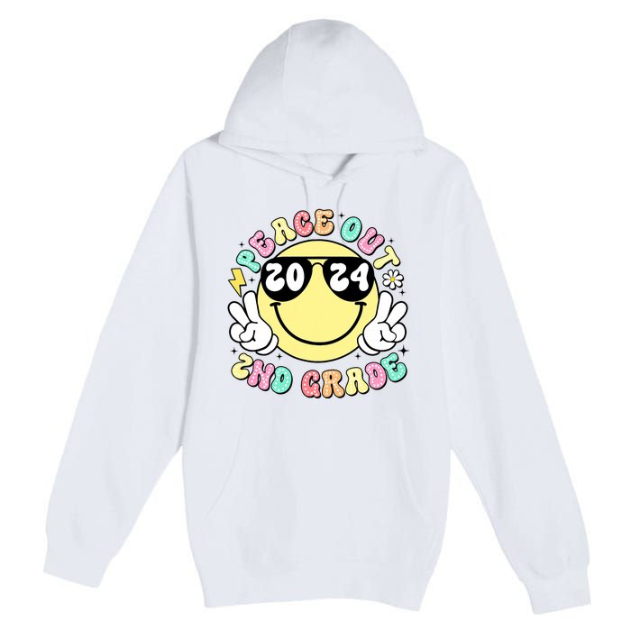 Peace Out 2nd Grade Retro Smile Last Day Of School 2024 Premium Pullover Hoodie