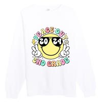 Peace Out 2nd Grade Retro Smile Last Day Of School 2024 Premium Crewneck Sweatshirt