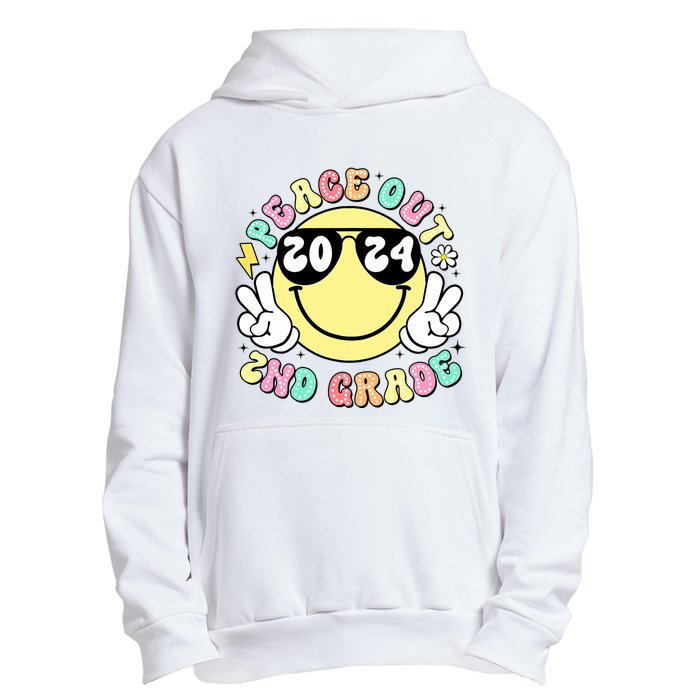 Peace Out 2nd Grade Retro Smile Last Day Of School 2024 Urban Pullover Hoodie