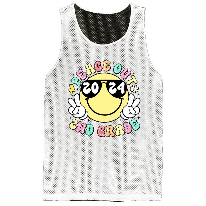 Peace Out 2nd Grade Retro Smile Last Day Of School 2024 Mesh Reversible Basketball Jersey Tank