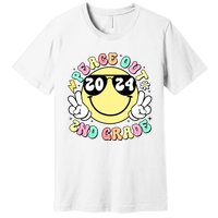 Peace Out 2nd Grade Retro Smile Last Day Of School 2024 Premium T-Shirt