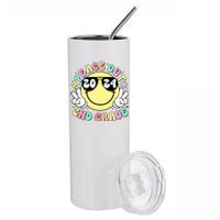 Peace Out 2nd Grade Retro Smile Last Day Of School 2024 Stainless Steel Tumbler