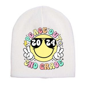 Peace Out 2nd Grade Retro Smile Last Day Of School 2024 Short Acrylic Beanie