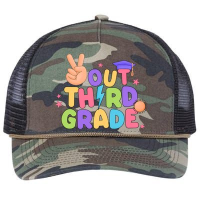 Peace Out 3rd Grade Tie Dye Last Day Of School Teacher Retro Rope Trucker Hat Cap