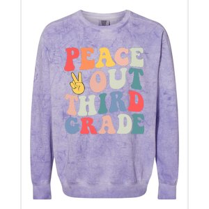 Peace Out 3rd Grade Retro Pastel Happy Last Day Out School Colorblast Crewneck Sweatshirt