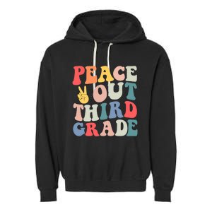 Peace Out 3rd Grade Retro Pastel Happy Last Day Out School Garment-Dyed Fleece Hoodie