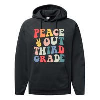 Peace Out 3rd Grade Retro Pastel Happy Last Day Out School Performance Fleece Hoodie