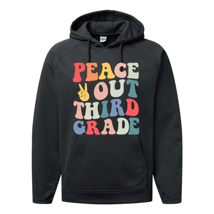 Peace Out 3rd Grade Retro Pastel Happy Last Day Out School Performance Fleece Hoodie