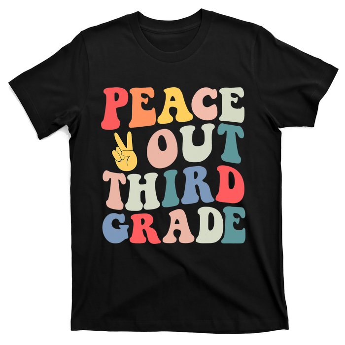 Peace Out 3rd Grade Retro Pastel Happy Last Day Out School T-Shirt