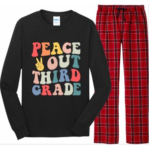 Peace Out 3rd Grade Retro Pastel Happy Last Day Out School Long Sleeve Pajama Set