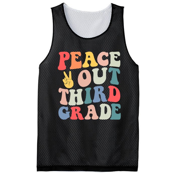 Peace Out 3rd Grade Retro Pastel Happy Last Day Out School Mesh Reversible Basketball Jersey Tank