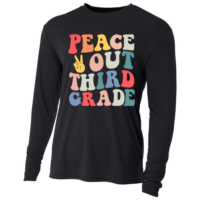 Peace Out 3rd Grade Retro Pastel Happy Last Day Out School Cooling Performance Long Sleeve Crew