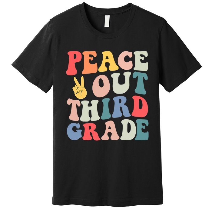 Peace Out 3rd Grade Retro Pastel Happy Last Day Out School Premium T-Shirt