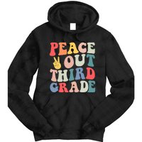 Peace Out 3rd Grade Retro Pastel Happy Last Day Out School Tie Dye Hoodie