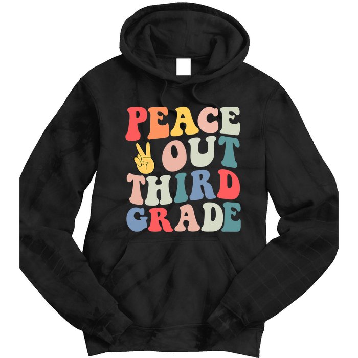 Peace Out 3rd Grade Retro Pastel Happy Last Day Out School Tie Dye Hoodie