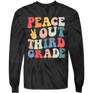 Peace Out 3rd Grade Retro Pastel Happy Last Day Out School Tie-Dye Long Sleeve Shirt