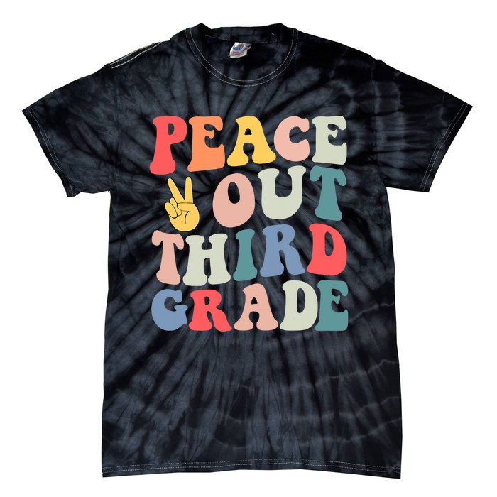 Peace Out 3rd Grade Retro Pastel Happy Last Day Out School Tie-Dye T-Shirt