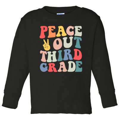 Peace Out 3rd Grade Retro Pastel Happy Last Day Out School Toddler Long Sleeve Shirt