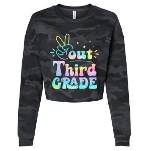 Peace Out 3rd Grade Tie Dye Last Day Of School Teacher Cropped Pullover Crew