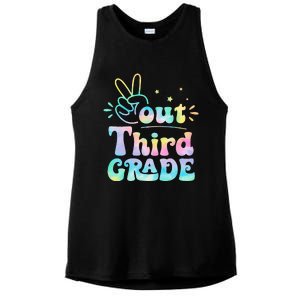 Peace Out 3rd Grade Tie Dye Last Day Of School Teacher Ladies PosiCharge Tri-Blend Wicking Tank