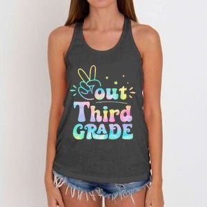 Peace Out 3rd Grade Tie Dye Last Day Of School Teacher Women's Knotted Racerback Tank