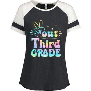 Peace Out 3rd Grade Tie Dye Last Day Of School Teacher Enza Ladies Jersey Colorblock Tee