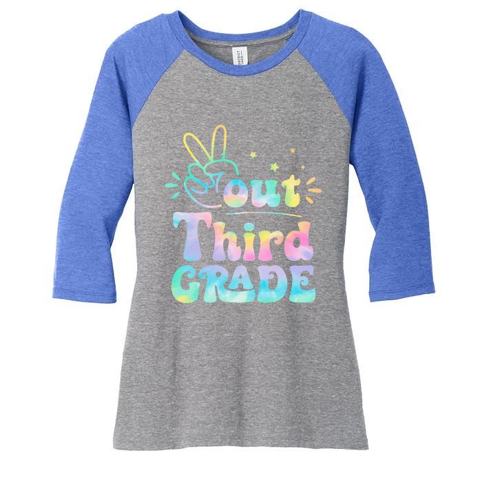 Peace Out 3rd Grade Tie Dye Last Day Of School Teacher Women's Tri-Blend 3/4-Sleeve Raglan Shirt