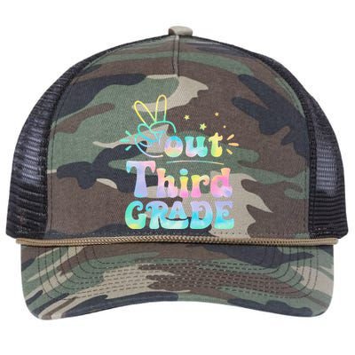 Peace Out 3rd Grade Tie Dye Last Day Of School Teacher Retro Rope Trucker Hat Cap