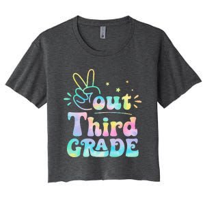 Peace Out 3rd Grade Tie Dye Last Day Of School Teacher Women's Crop Top Tee