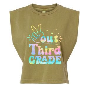 Peace Out 3rd Grade Tie Dye Last Day Of School Teacher Garment-Dyed Women's Muscle Tee