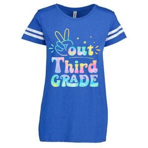 Peace Out 3rd Grade Tie Dye Last Day Of School Teacher Enza Ladies Jersey Football T-Shirt