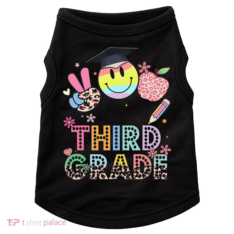 Peace Out 3rd Third Grade Graduation Last Day Of School Doggie Tank