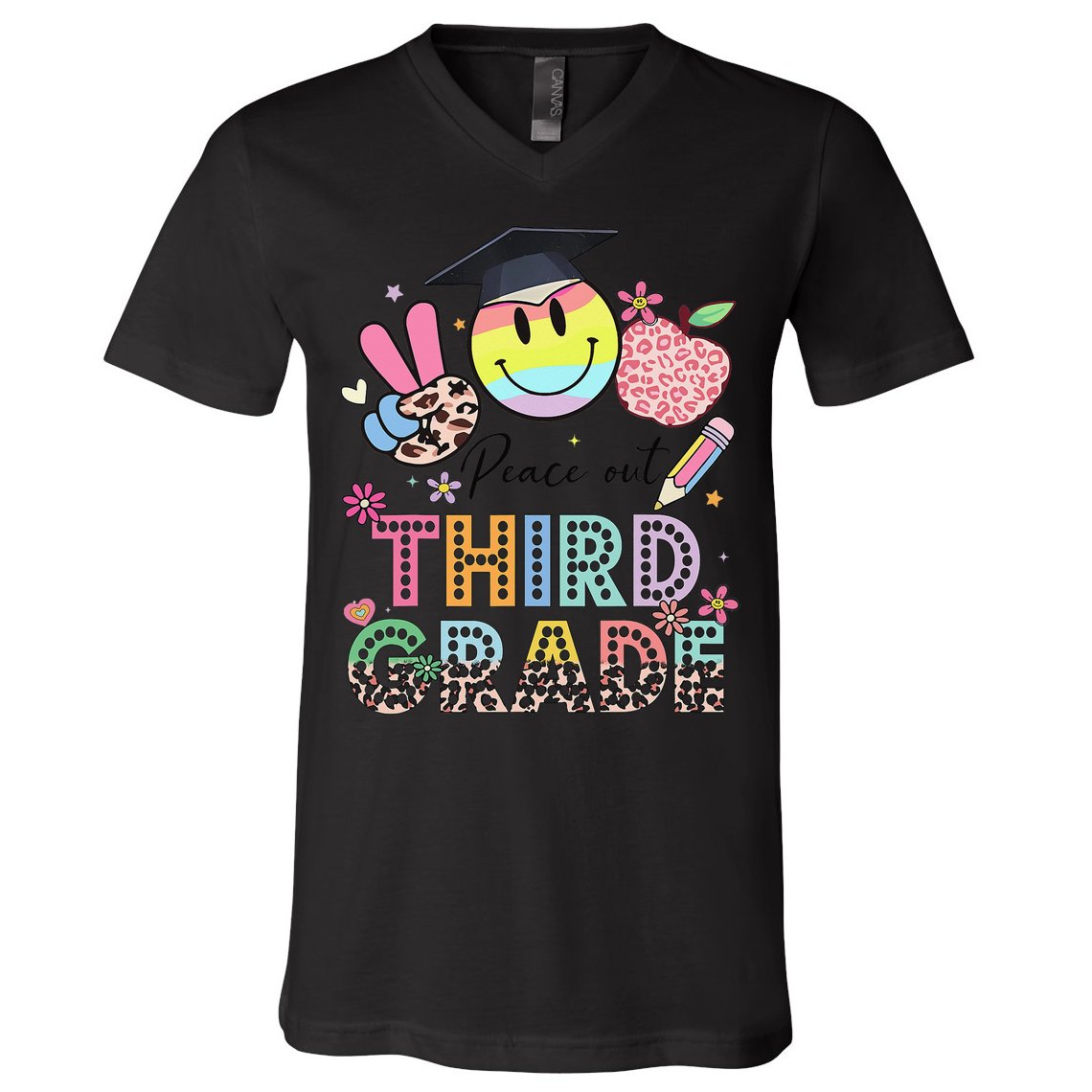 Peace Out 3rd Third Grade Graduation Last Day Of School V-Neck T-Shirt