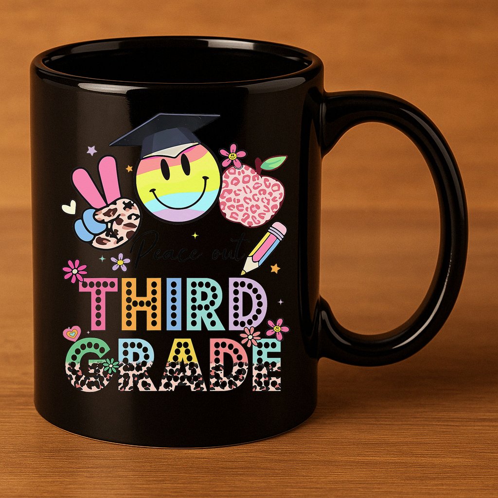 Peace Out 3rd Third Grade Graduation Last Day Of School 11oz C Handle Ceramic Mug