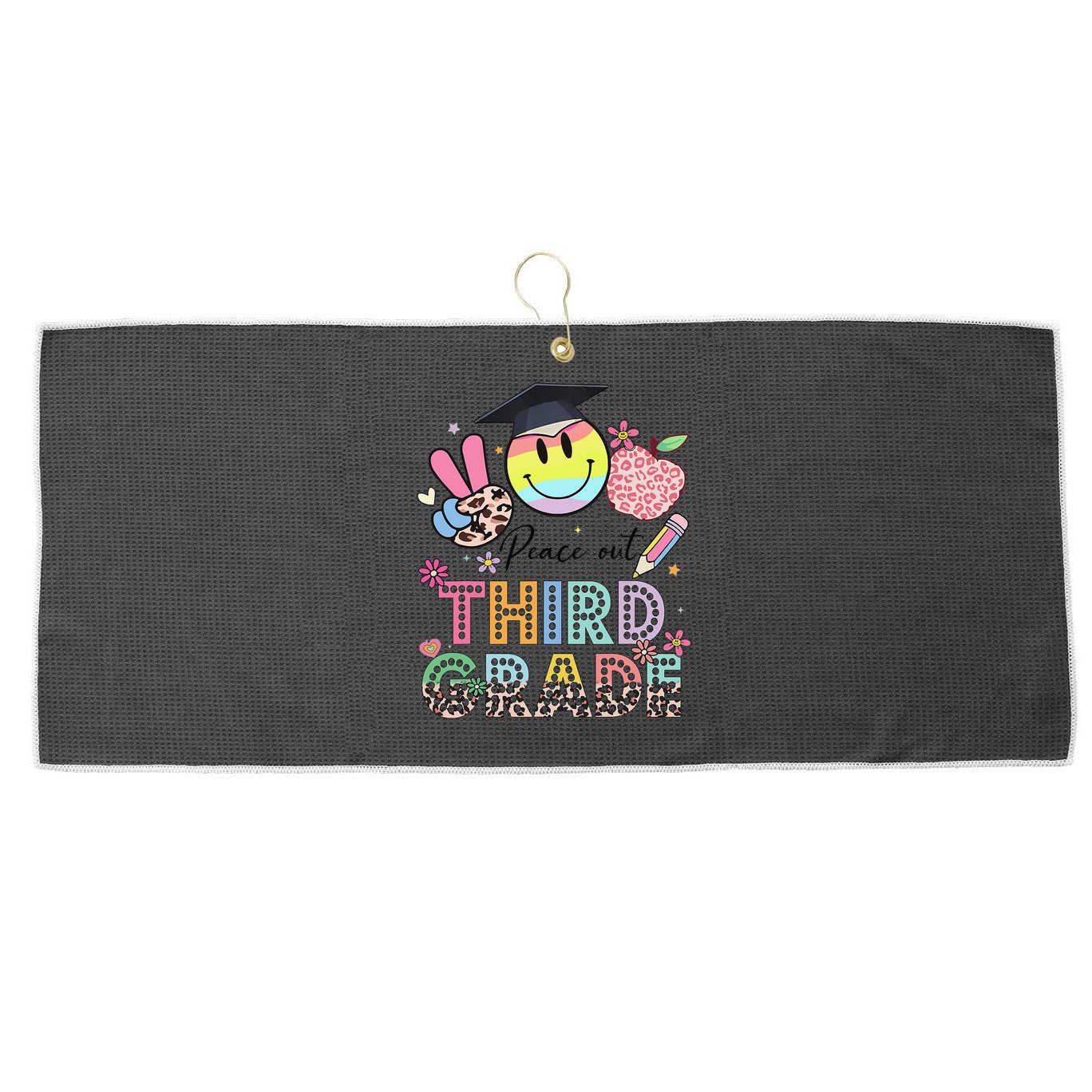 Peace Out 3rd Third Grade Graduation Last Day Of School Large Microfiber Waffle Golf Towel