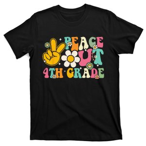 Peace Out 4th Grade Graduation Last Day Of School Groovy T-Shirt