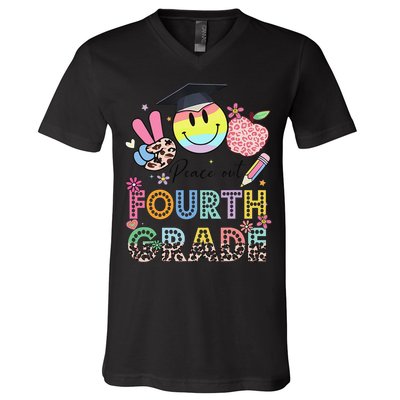 Peace Out 4th Fourth Grade Graduation Last Day Of School V-Neck T-Shirt