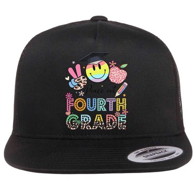 Peace Out 4th Fourth Grade Graduation Last Day Of School Flat Bill Trucker Hat
