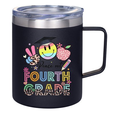 Peace Out 4th Fourth Grade Graduation Last Day Of School 12oz Stainless Steel Coffee Mug