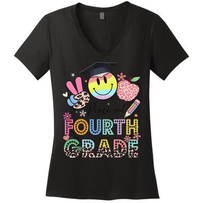 Peace Out 4th Fourth Grade Graduation Last Day Of School Women's V-Neck T-Shirt