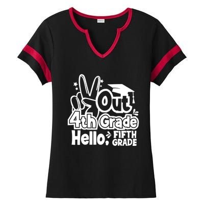 Peace Out 4Th Grade Hello 5Th Grade Teacher Graduation Cap Great Gift Ladies Halftime Notch Neck Tee