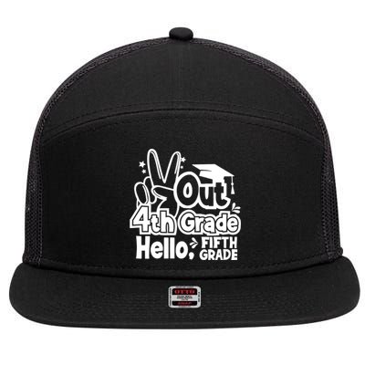 Peace Out 4Th Grade Hello 5Th Grade Teacher Graduation Cap Great Gift 7 Panel Mesh Trucker Snapback Hat